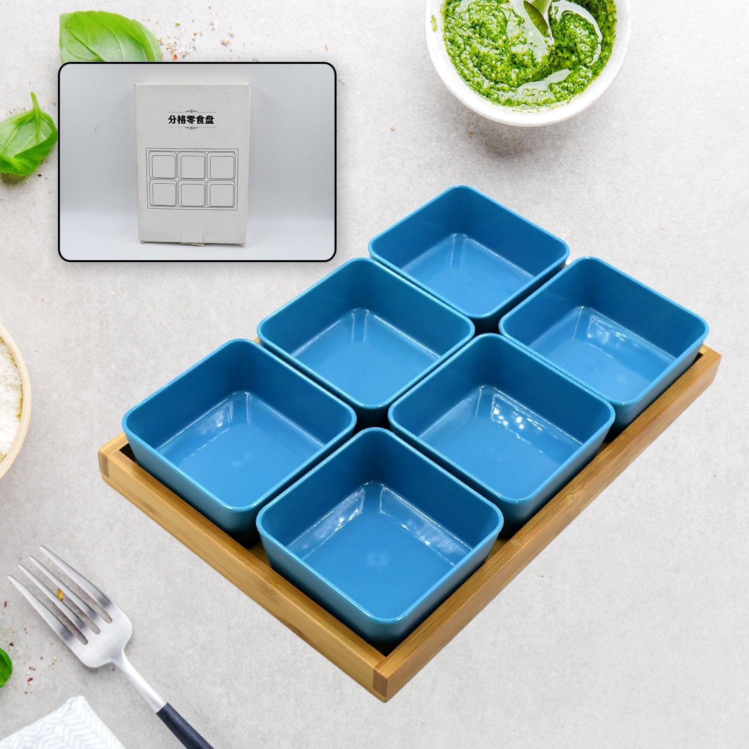 5327 Tapas and Sauces Bowls Brand New Porcelain Compartment Tray, Fresh Fruit Tray, Dried Fruit, Large Snack Tray with Tray (6pc) DeoDap 5327 Tapas and Sauces Bowls Brand New Porcelain Compartment Tray, Fresh Fruit Tray, Dried Fruit, Large Snack Tray with Tray (6pc) DeoDap